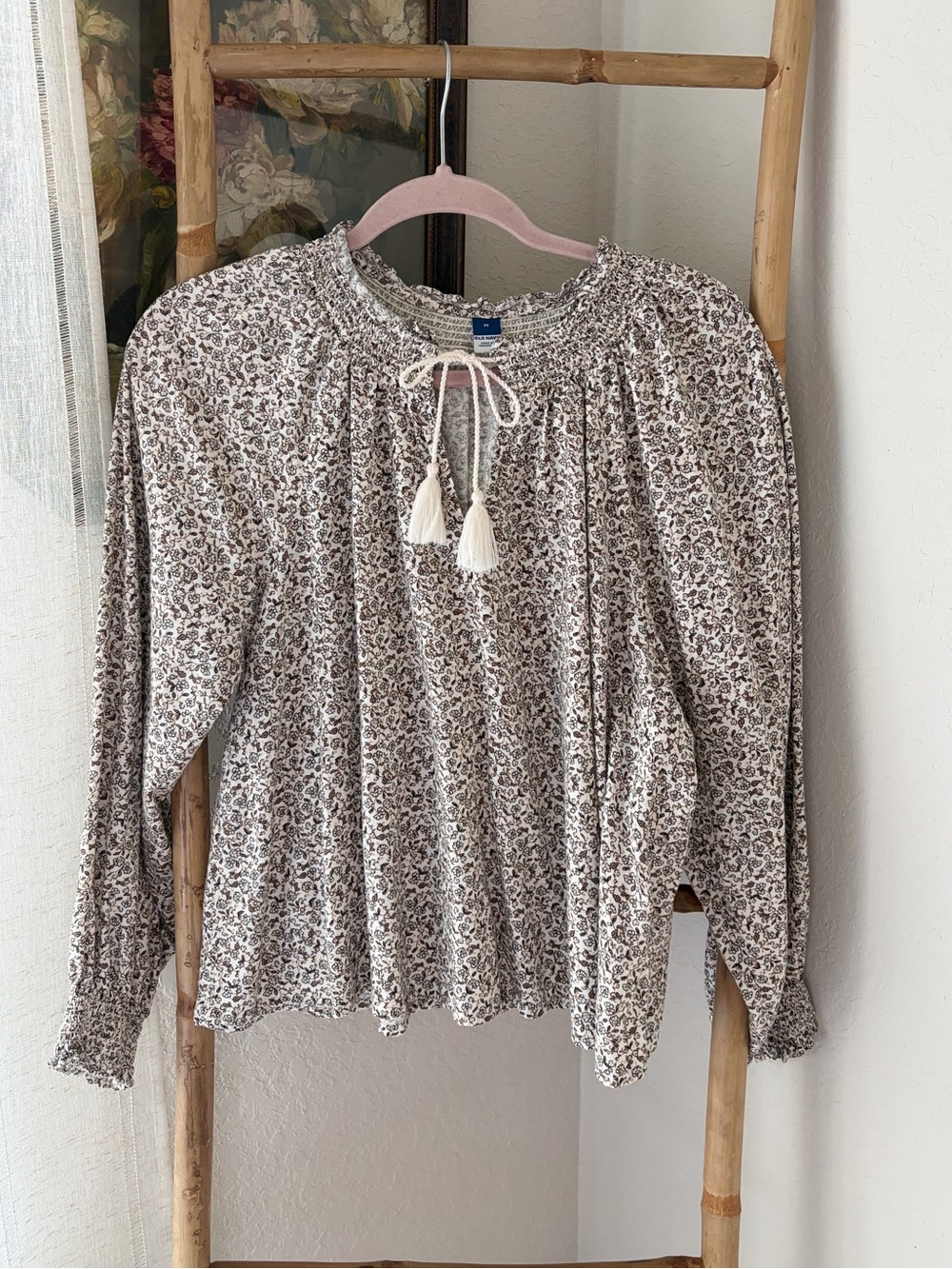 Old Navy Linen Blend Floral Top Sz M